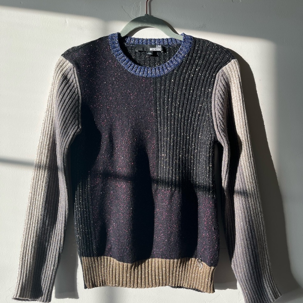 LOVE MOSCHINO Color block Sweater with Metallic Textile